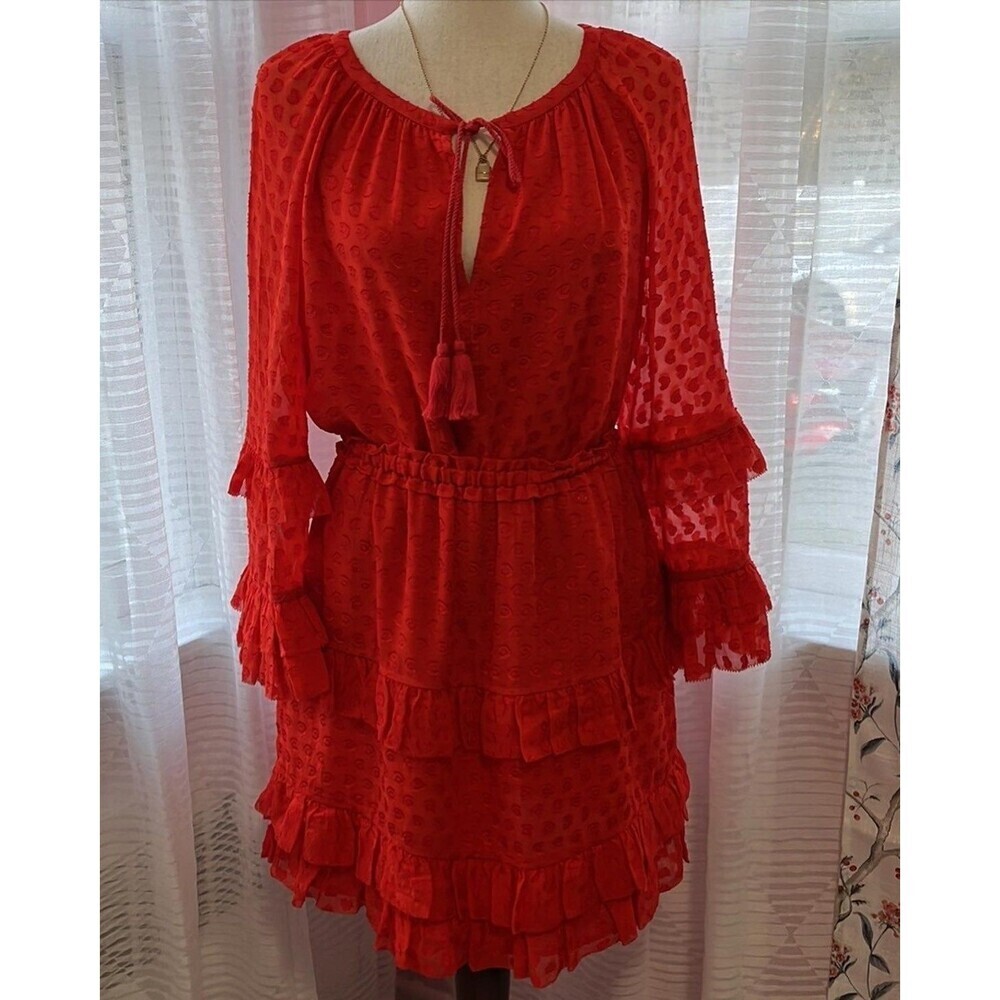 Tory Burch Short Tiered Ruffle Skirt in Red Size M - Picture 4 of 4